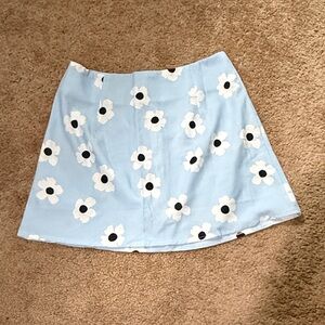 Princess Polly Light Blue Floral A-Line Skirt